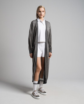 Brunello Cucinelli Gray striped cardigan with sequins M78765116