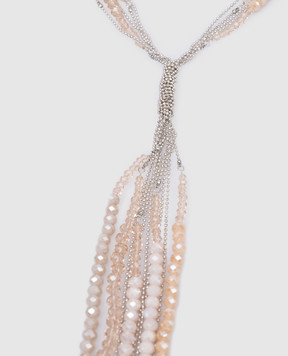 Peserico Beige necklace with monil chain and beads S35424C0CC331
