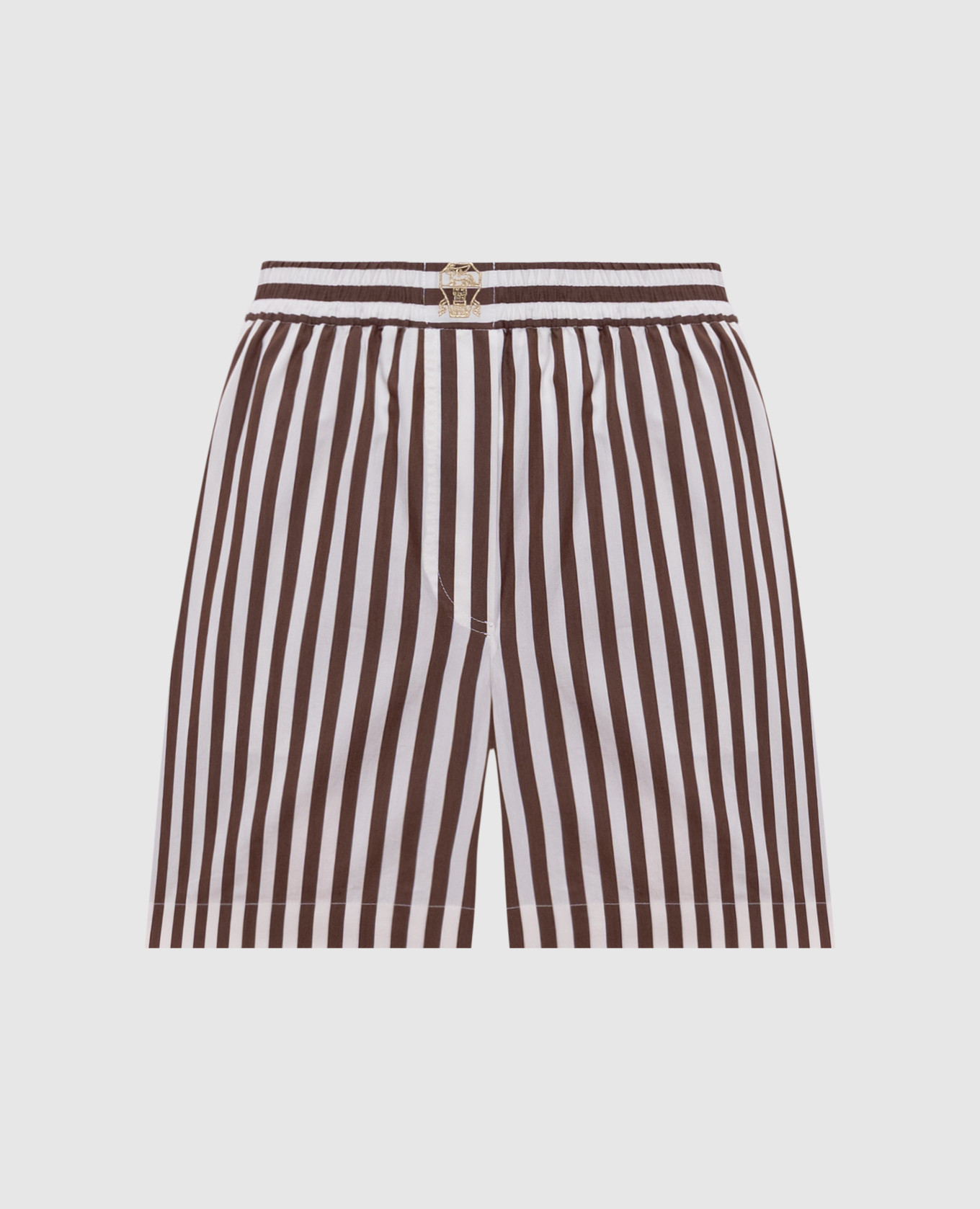 

Brown shorts with striped silk Brunello Cucinelli