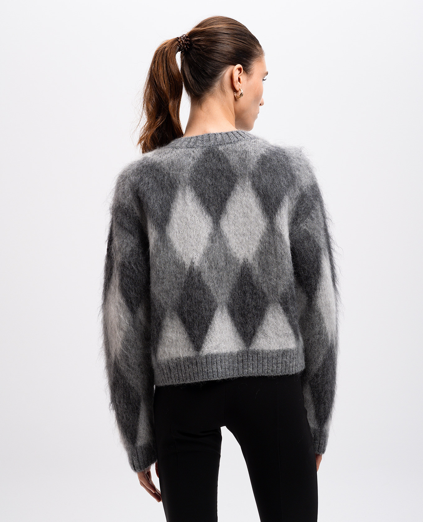Gray sweater with wool in a geometric pattern Moncler 4