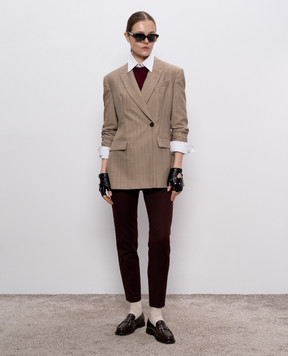 Brunello Cucinelli Burgundy cashmere jumper with monil chain M12212600P