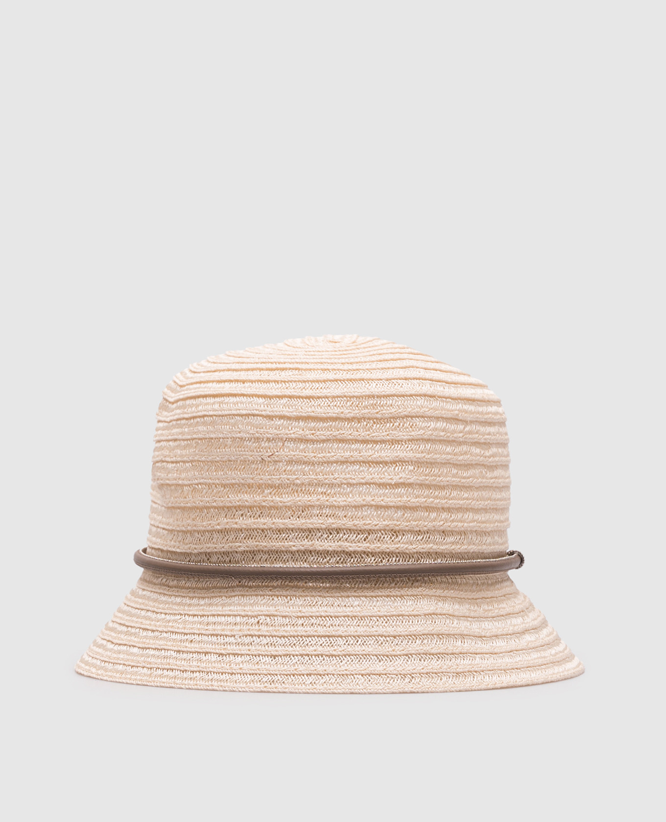 

Beige hemp hat with monil chain Peserico