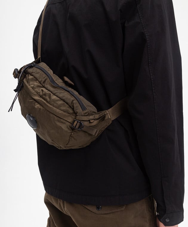 C.P. Company - Green Nylon B Belt Bag with Logo Patch 