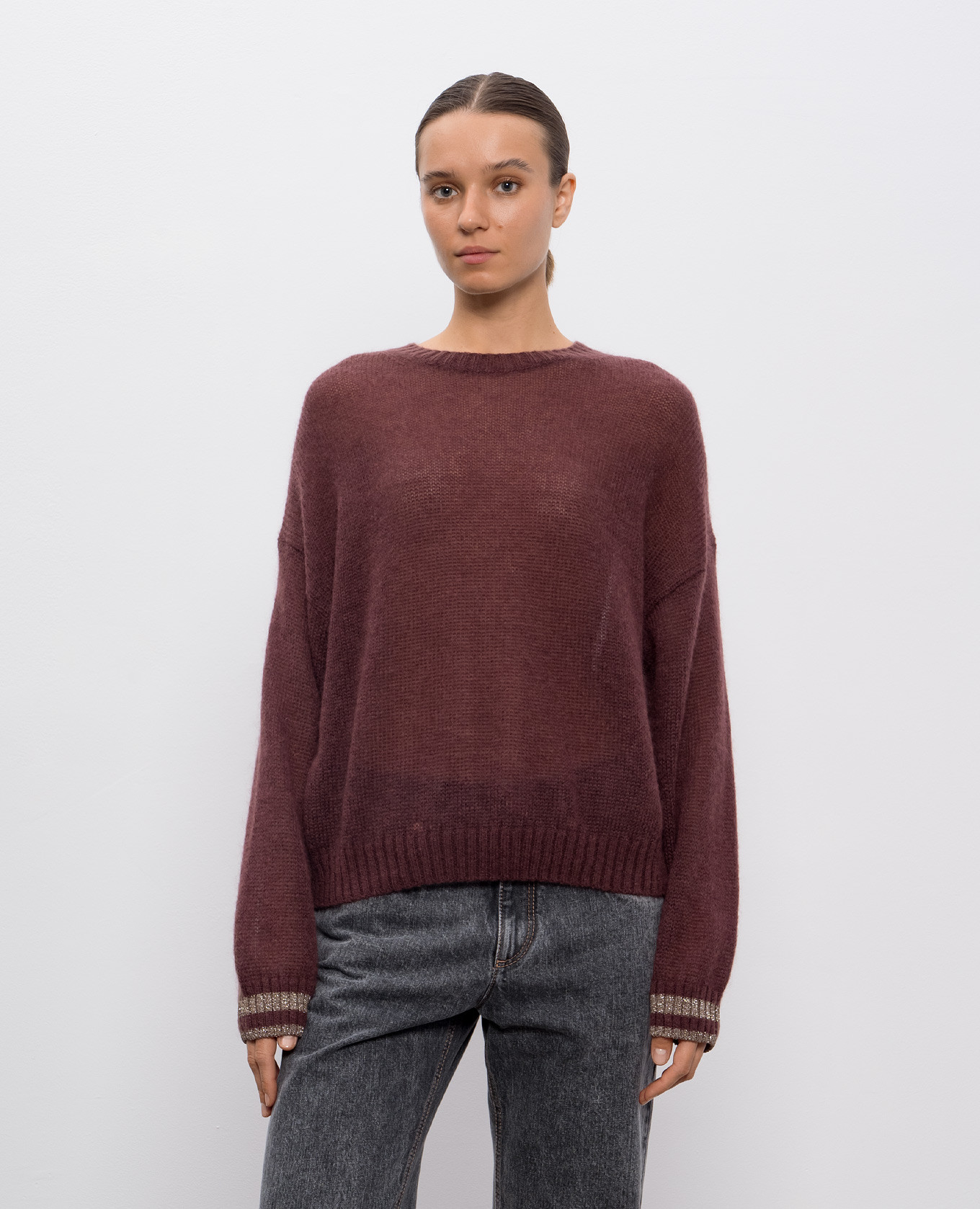 

Burgundy sweater with wool Brunello Cucinelli