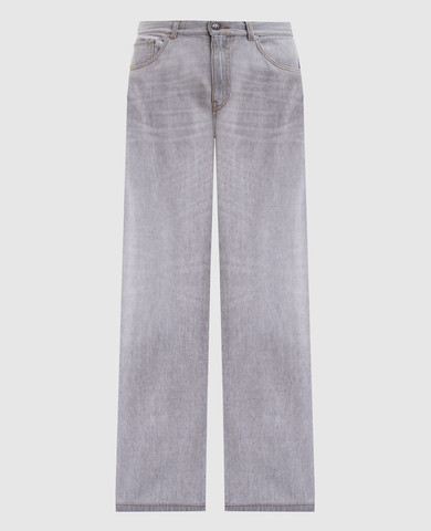 Grey jeans with logo print