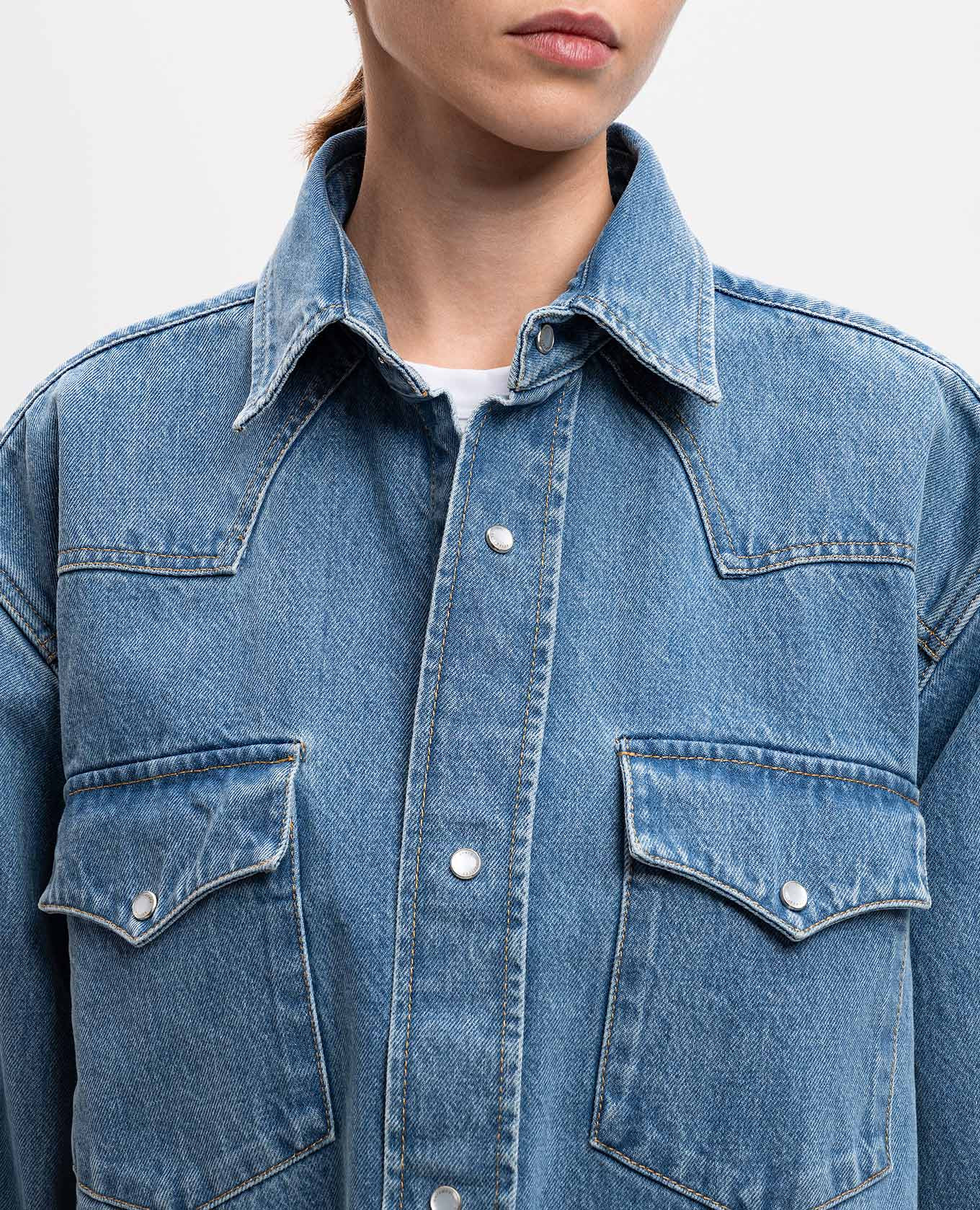 

Blue jersey shirt with logo embroidery Vetements