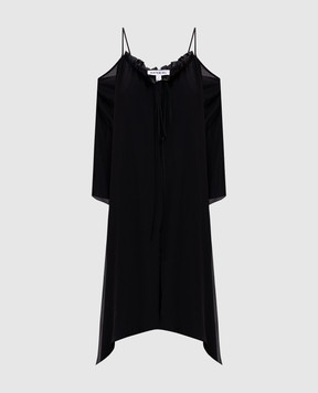 Materiel Black silk top with ribbons RE25N2182BLBK