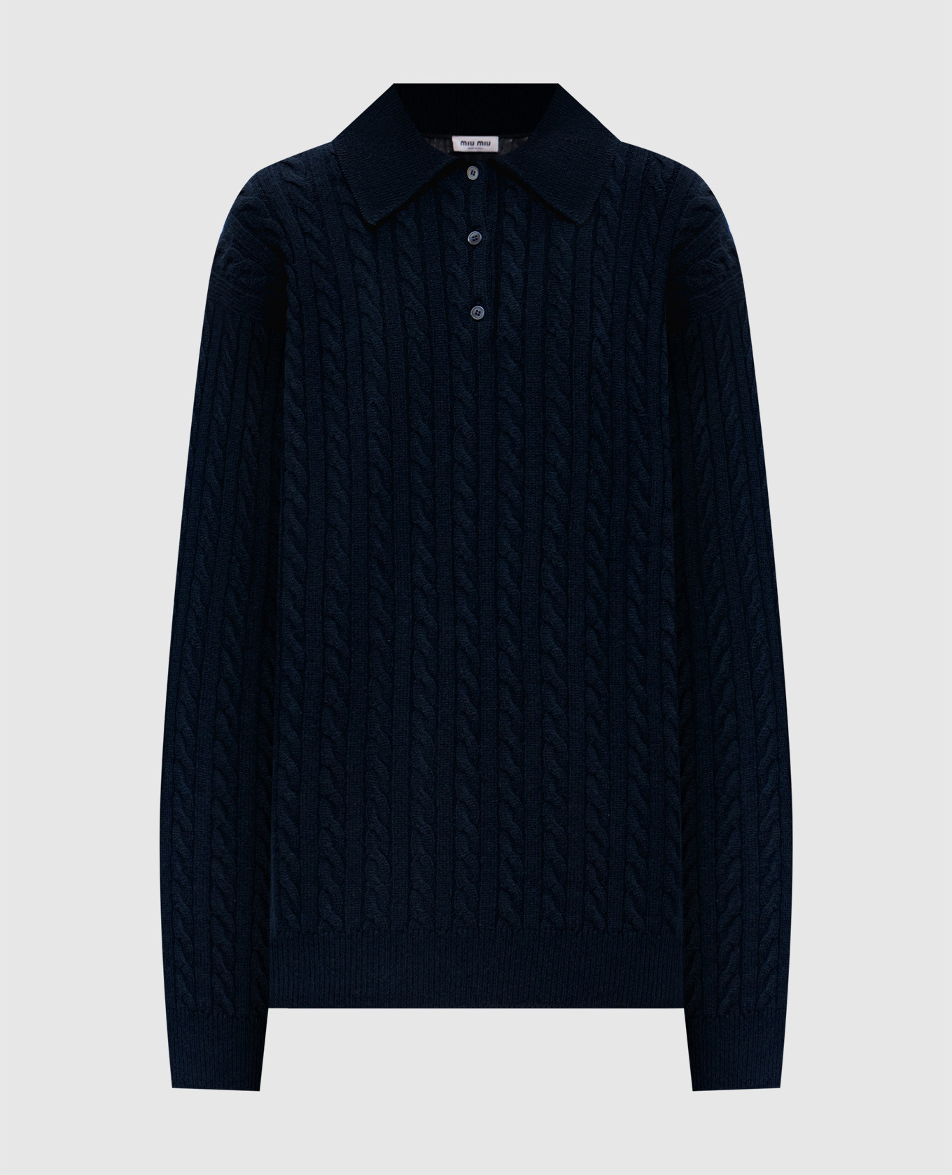 Blue cashmere sweater with a textured pattern Miu Miu
