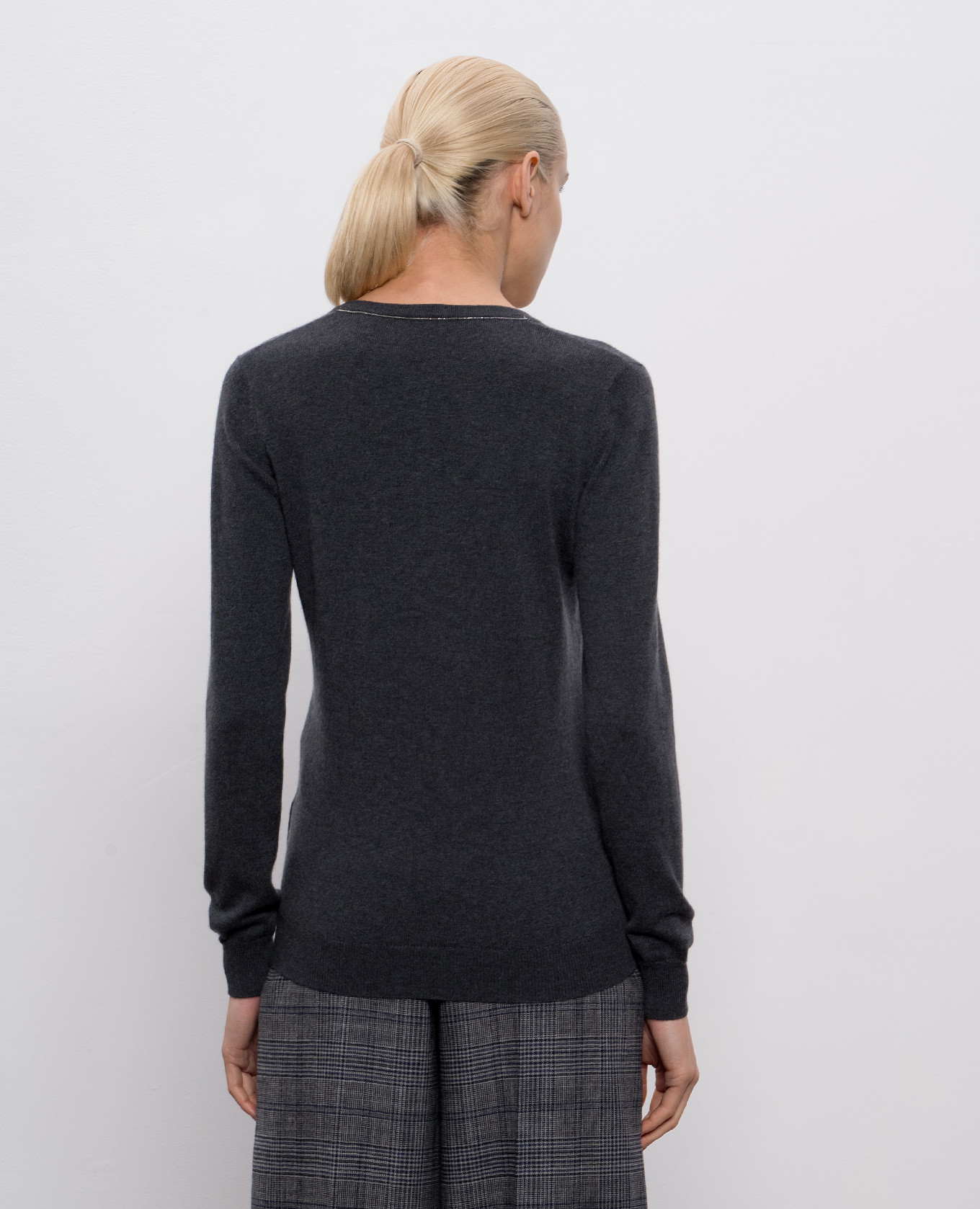 

Gray cashmere pullover with monil chain Brunello Cucinelli, Grey