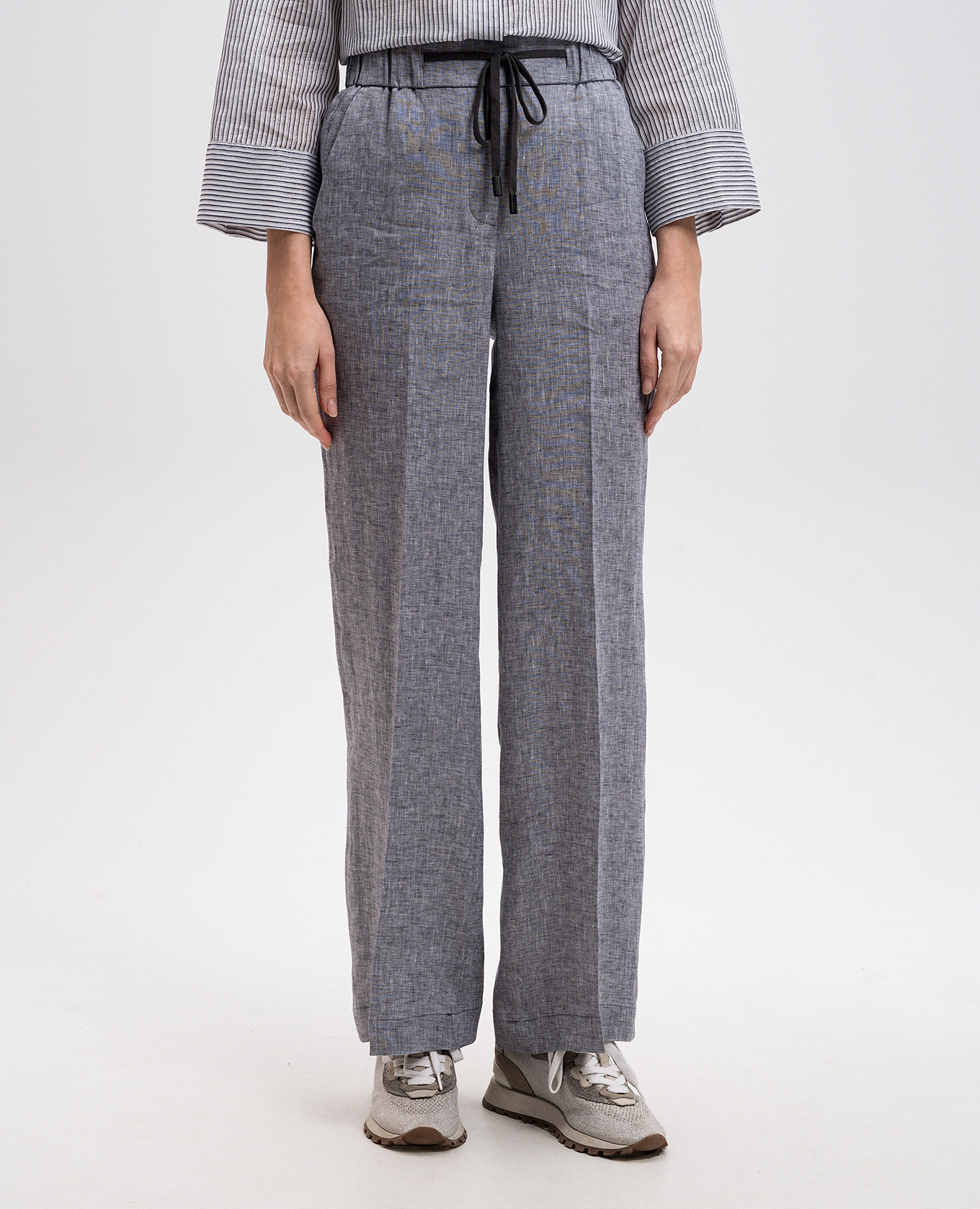

Gray linen trousers with logo Peserico, Grey