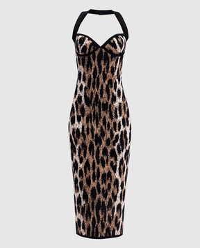 Balmain Animal print bustier dress FF1RJ011KI78