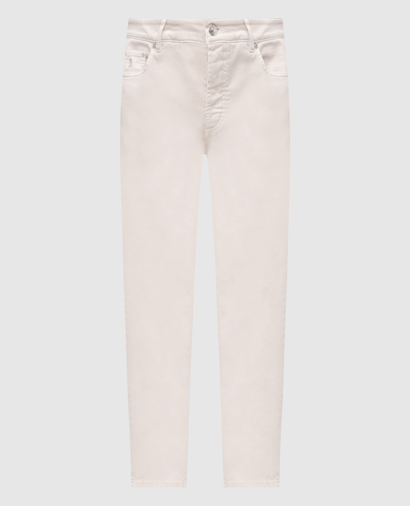 Beige jeans with logo patch Brunello Cucinelli
