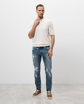 Dolce&Gabbana Blue ripped jeans with logo GY07CDG8MV3
