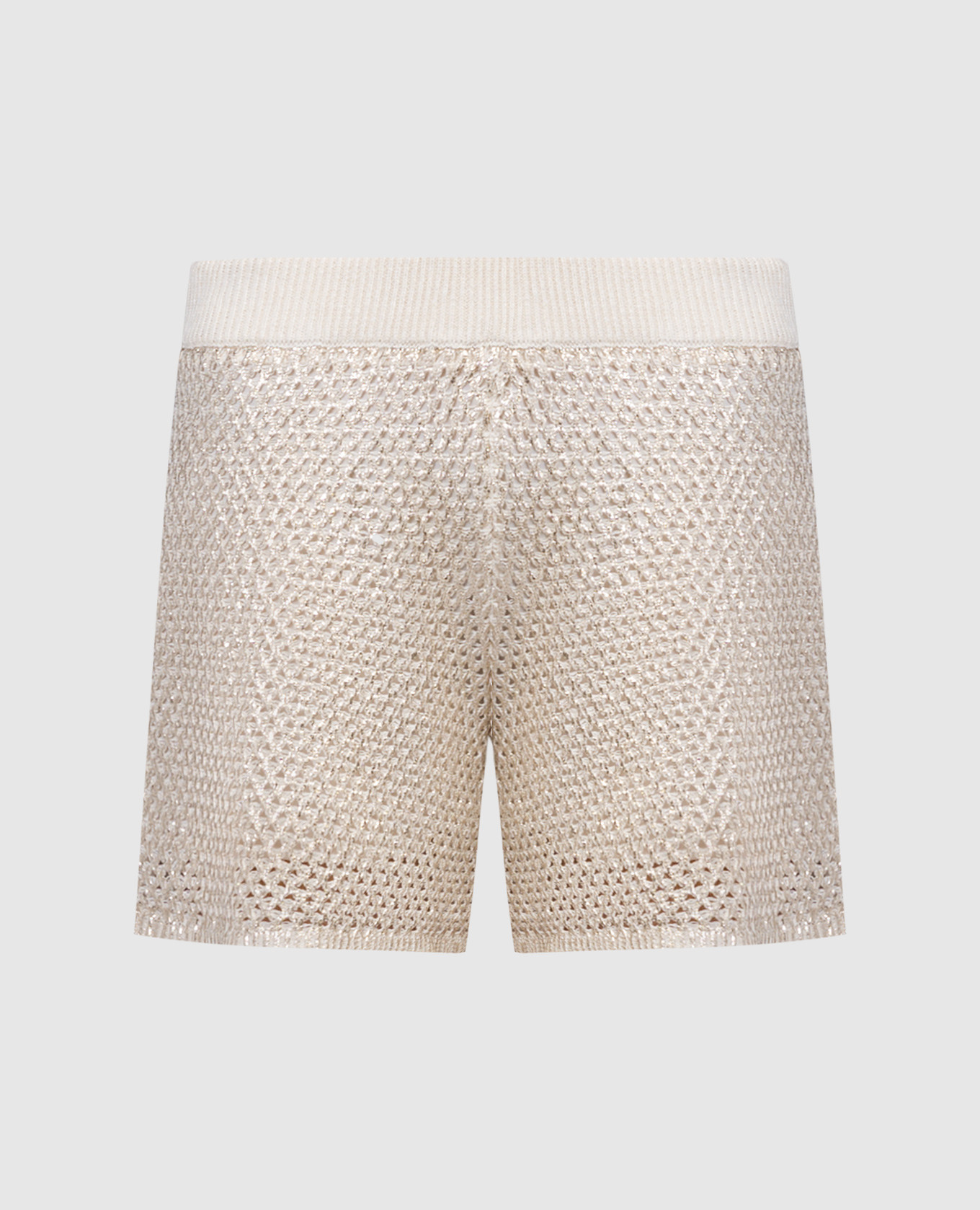 Golden shorts in an openwork pattern with linen peserico