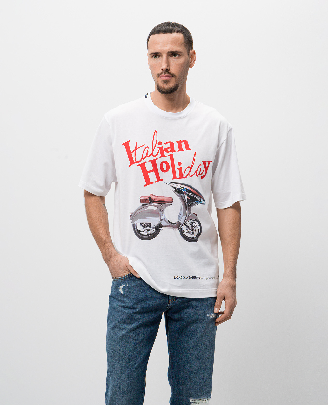 

White T-shirt with Vespa print Dolce&Gabbana