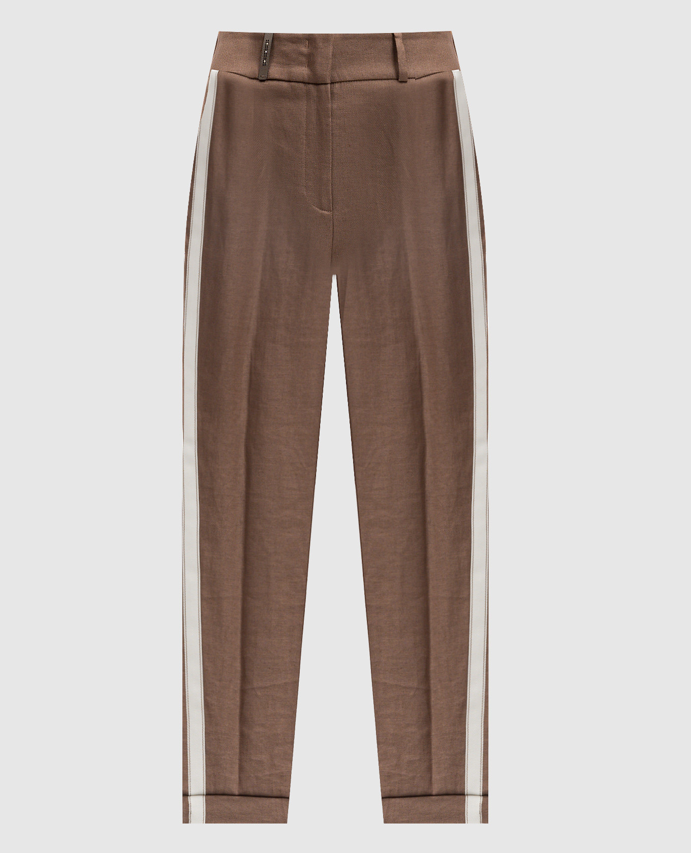 

Brown linen pants with monil chain Peserico