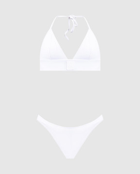 Balmain White swimsuit with logo patch BKB802290