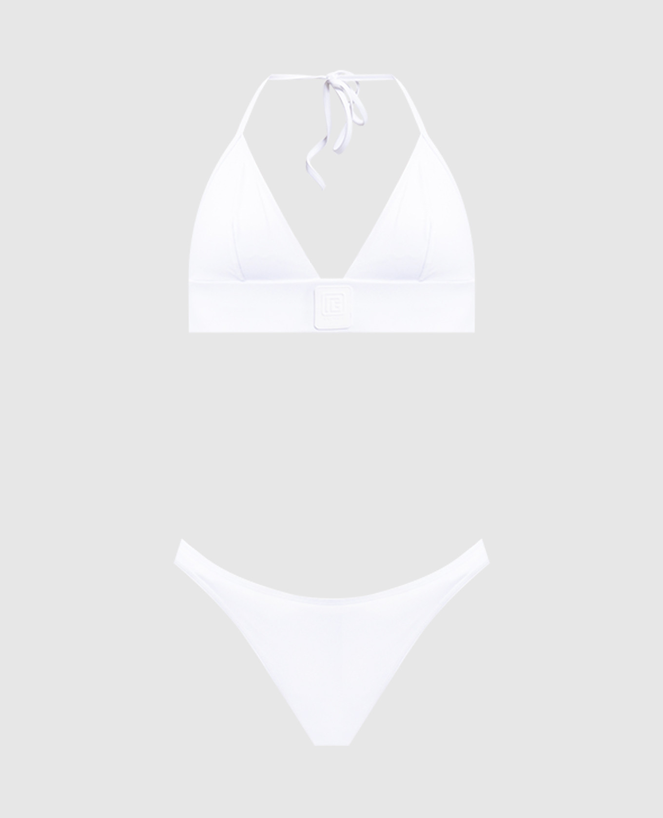 White swimsuit with logo patch Balmain
