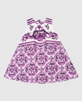 Dolce&Gabbana Children's purple dress with Majolica print L24DH5HH5EN