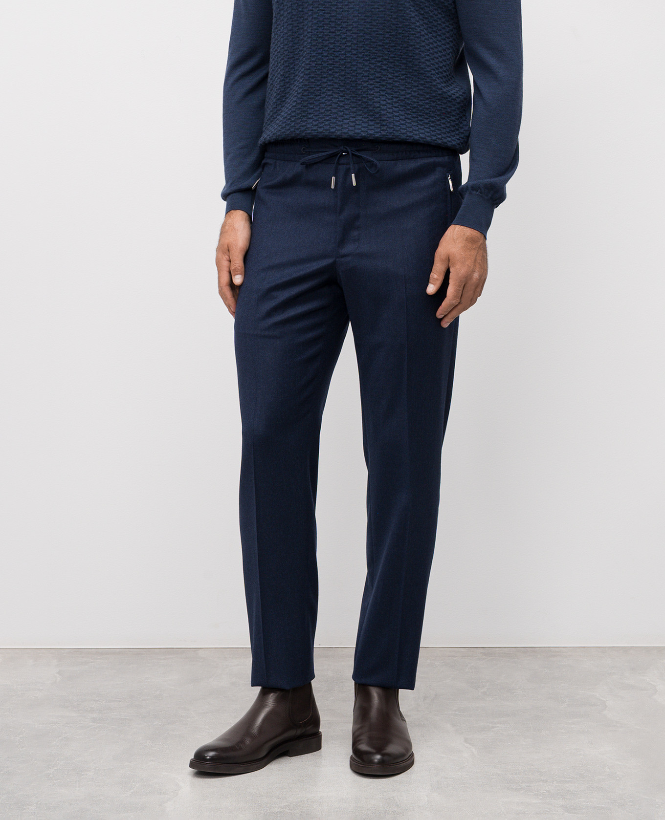 Blue wool and cashmere pants Bertolo Cashmere 3