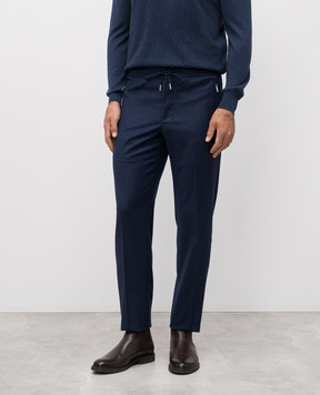 Bertolo Cashmere Blue wool and cashmere pants 000290001391