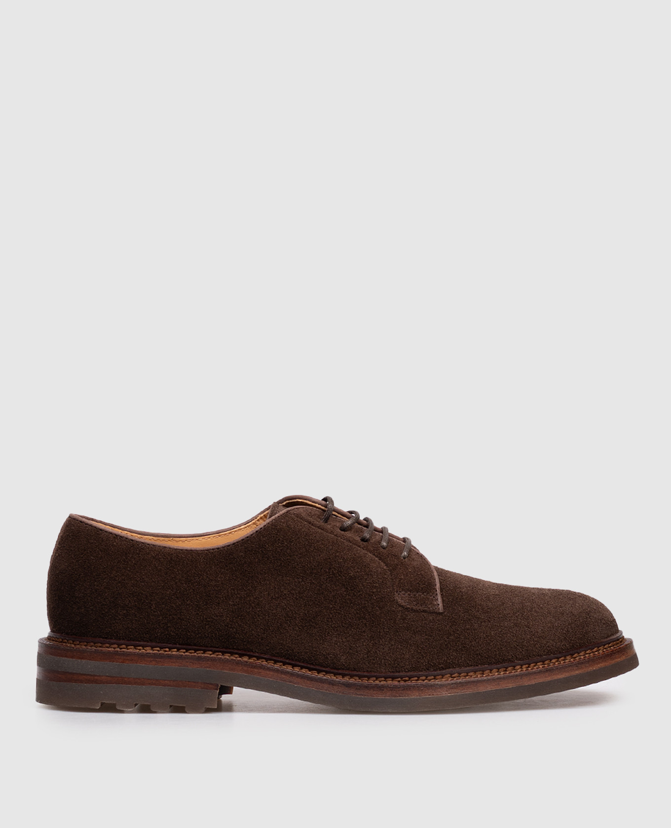 Brown suede derby shoes Brunello Cucinelli