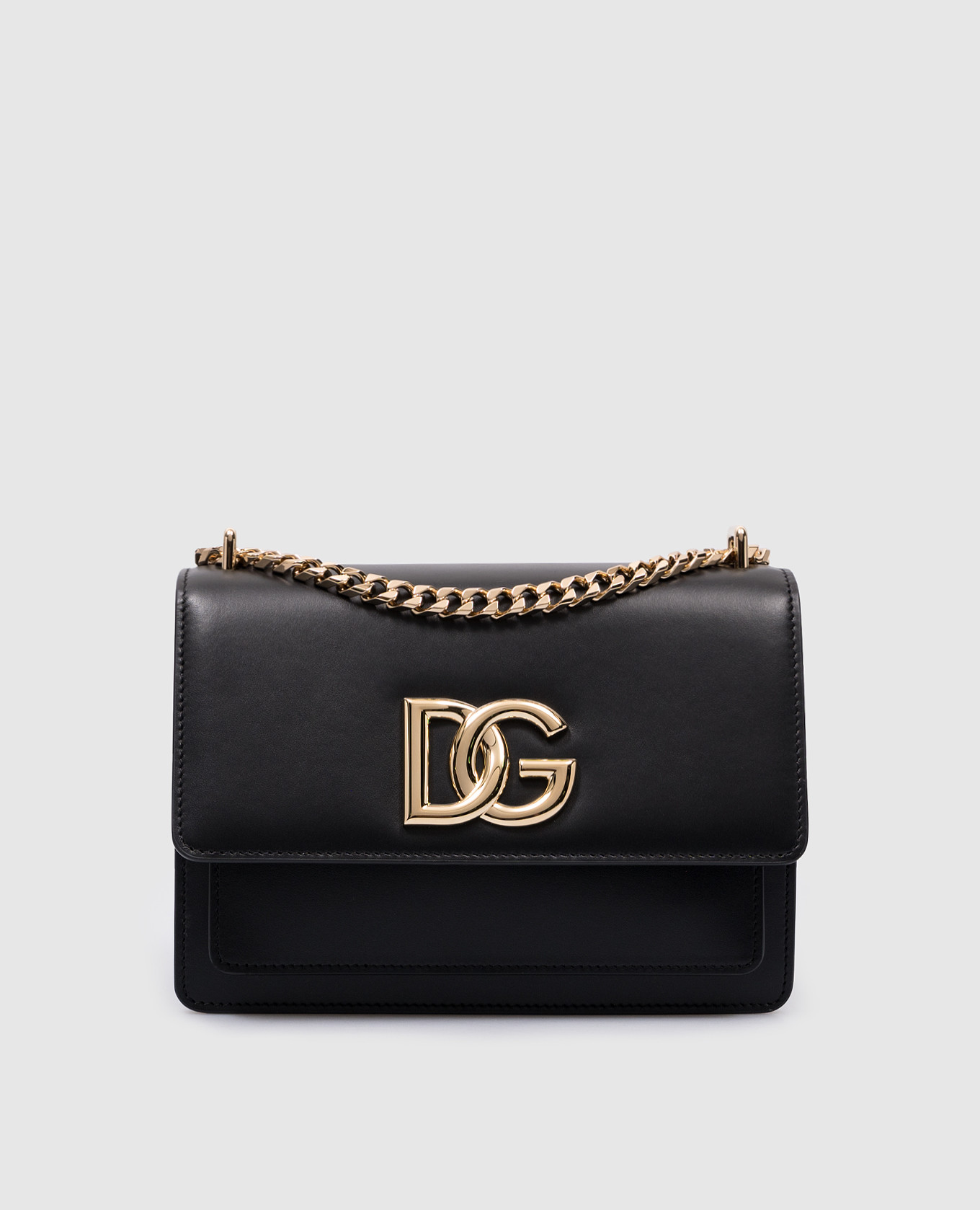 

Black leather messenger bag 3.5 with metal logo Dolce&Gabbana, Черный