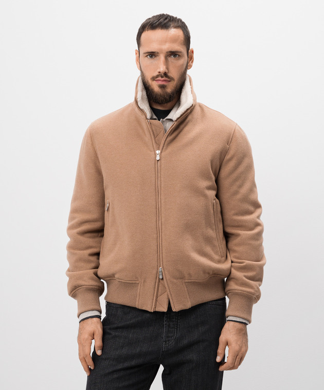 レディース BRUNELLO CUCINELLI ベージュ ブラウンフリースボアジャケット