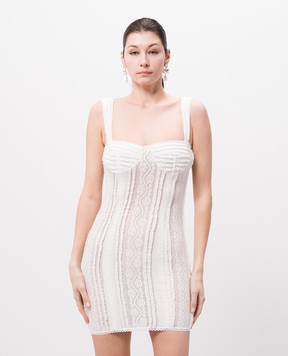 Charo Ruiz Selene white mini dress with lace 255600