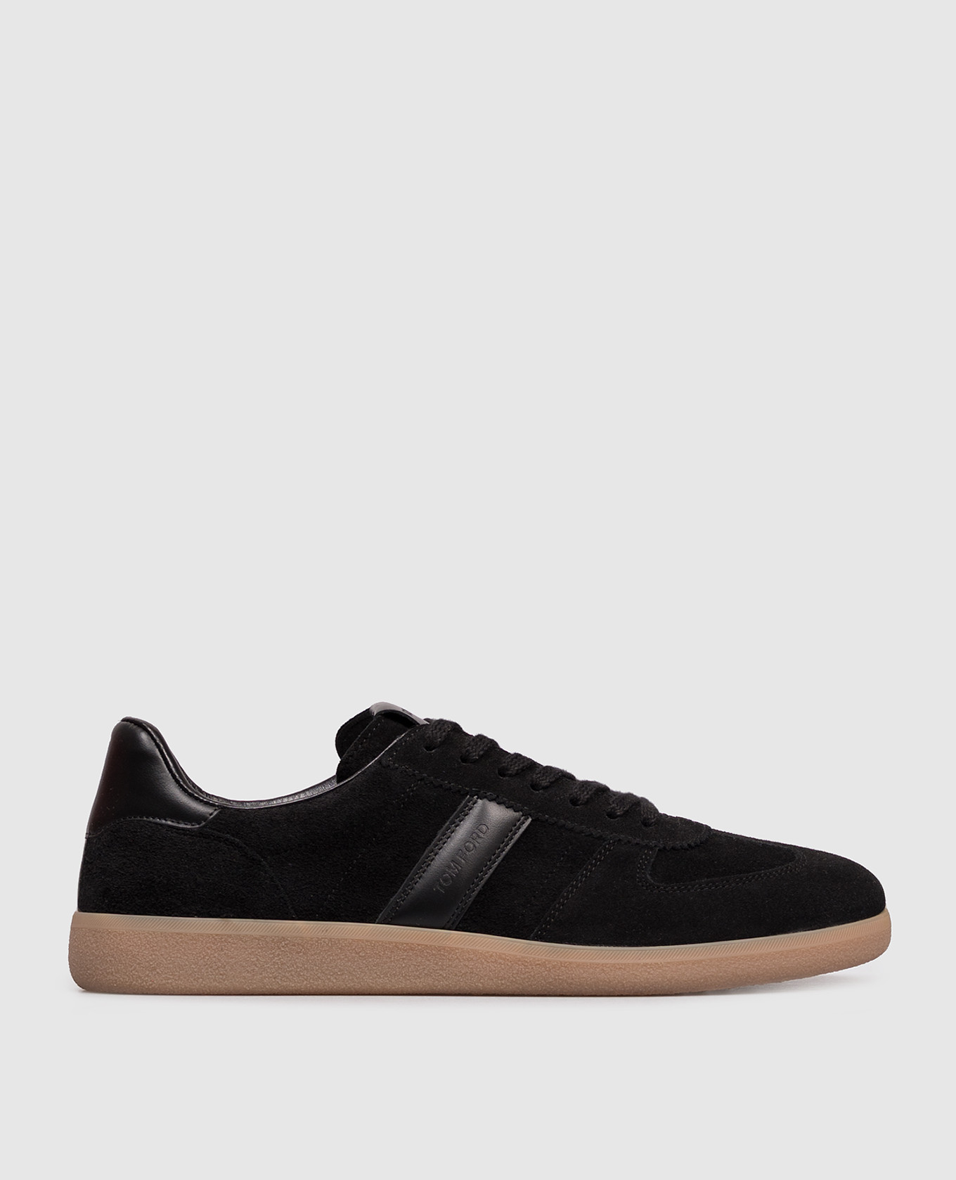 Black suede sneakers with logo Tom Ford