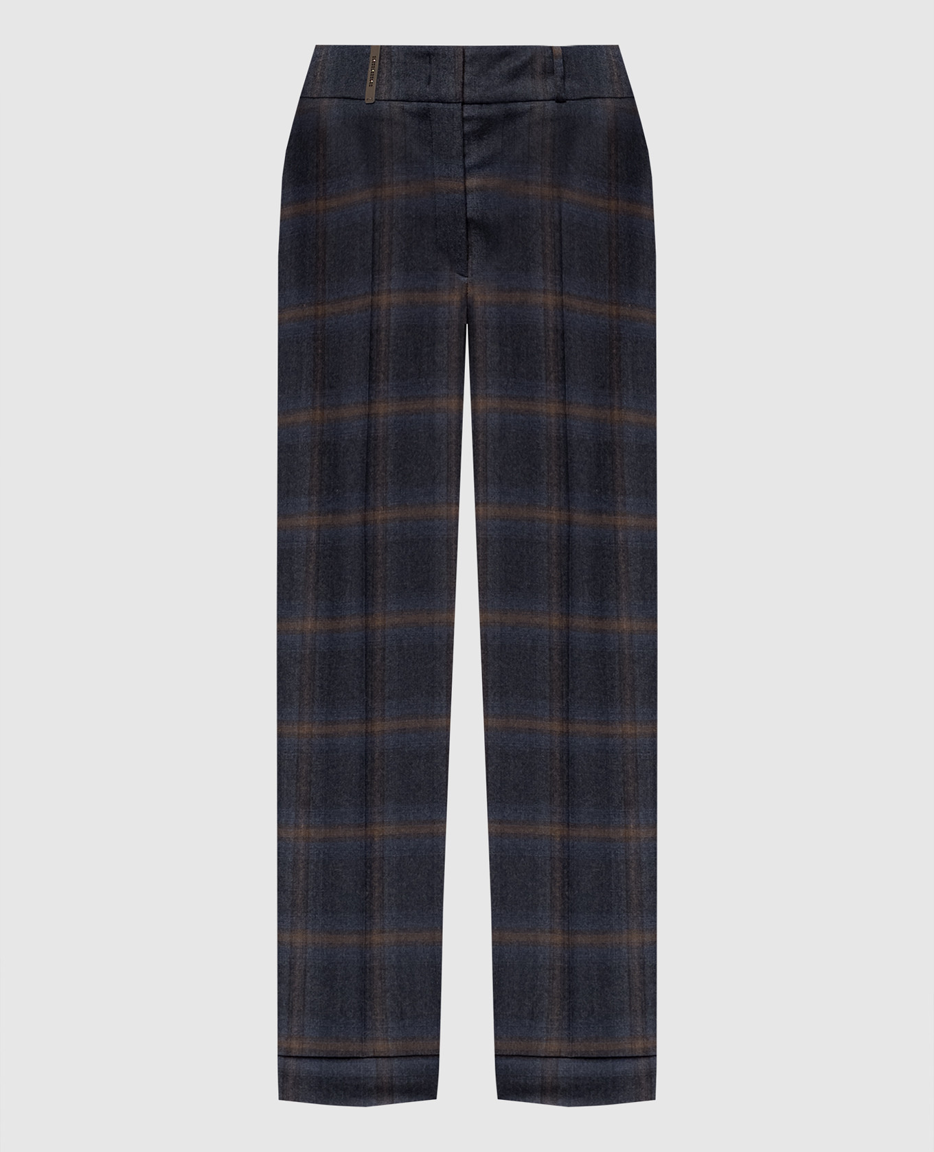 Gray wool checked pants Peserico