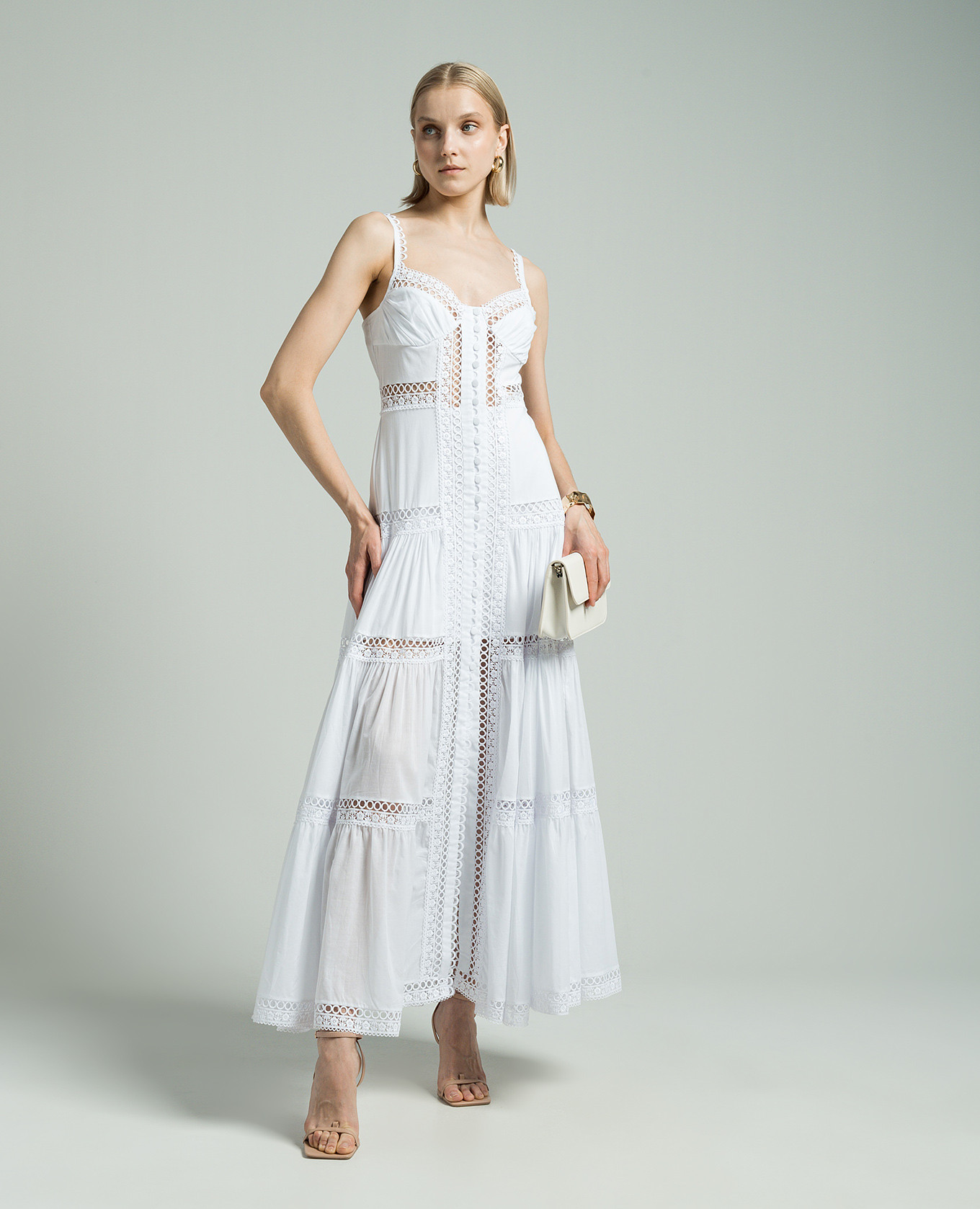 

White Ardele shirt dress with lace Charo Ruiz