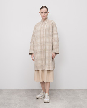 BOBOUTIC Beige checked linen coat 4868