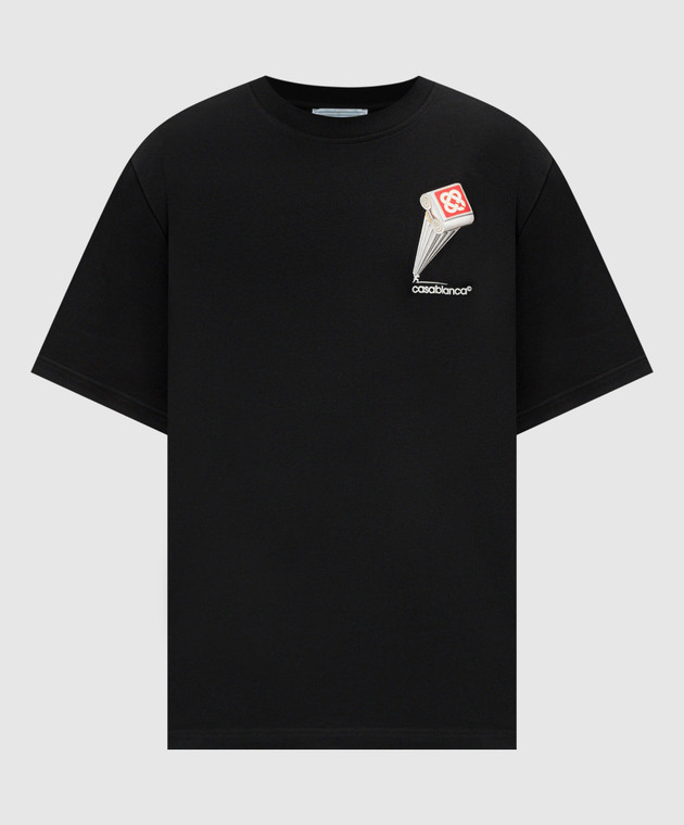 Casablanca - Leaning column black t-shirt with logo print