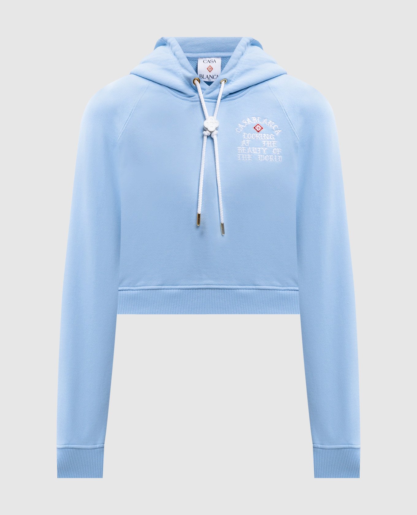 

Blue cropped hoodie with embroidery Casablanca, Light blue