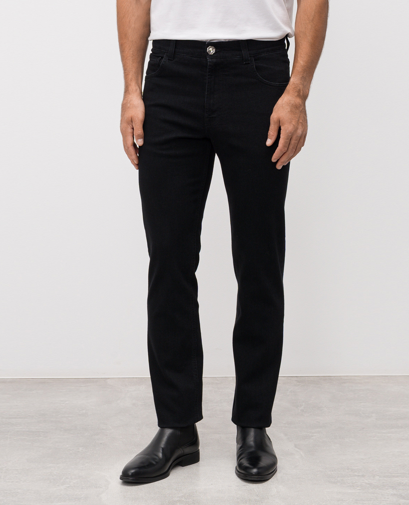 

Black slim jeans with textured logo Stefano Ricci