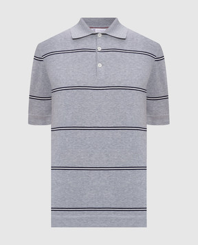 Brunello Cucinelli Gray striped polo shirt M29805505