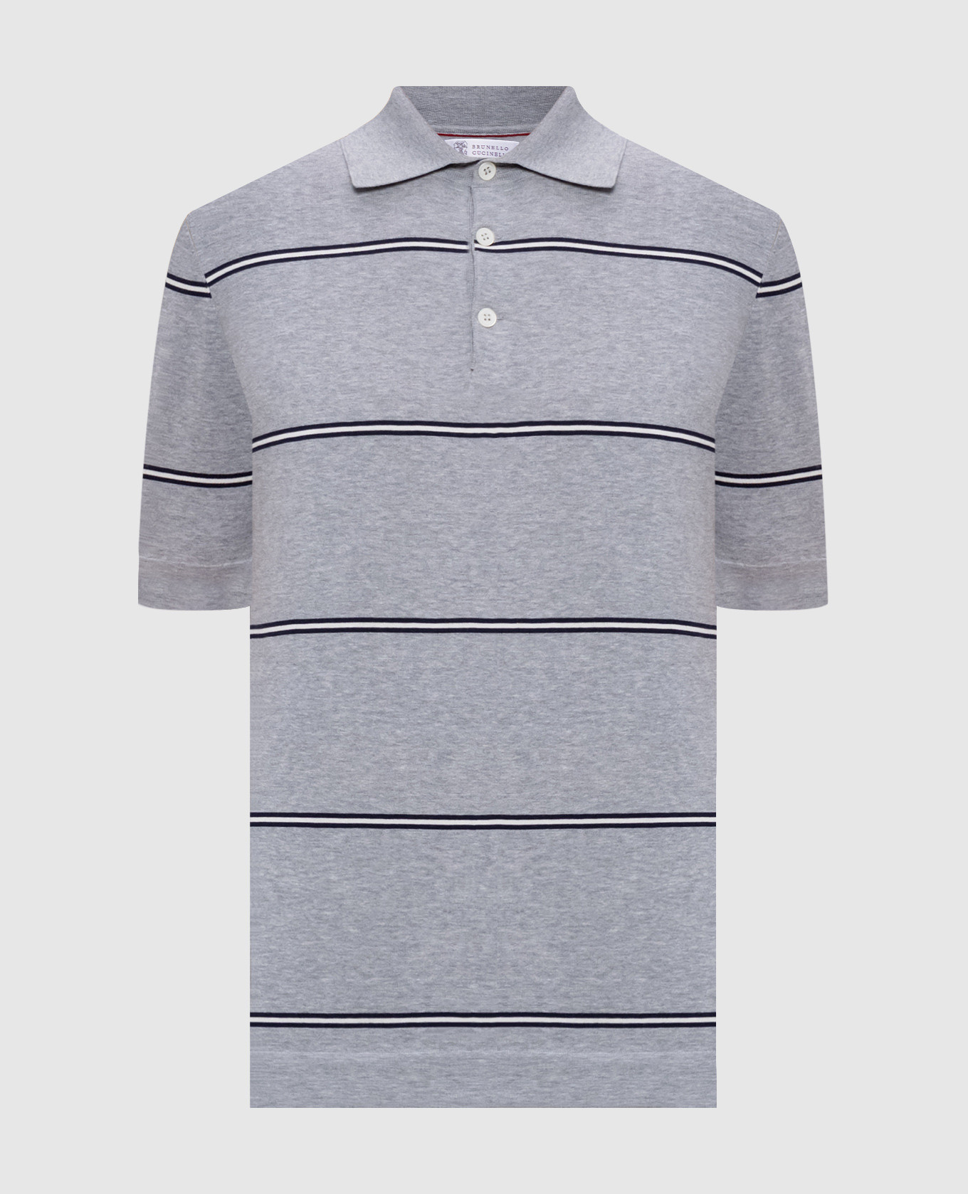Gray striped polo shirt Brunello Cucinelli