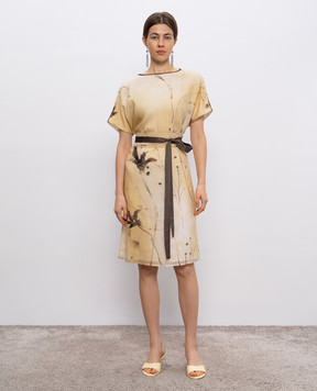 Peserico Yellow floral print midi dress E02046A04764