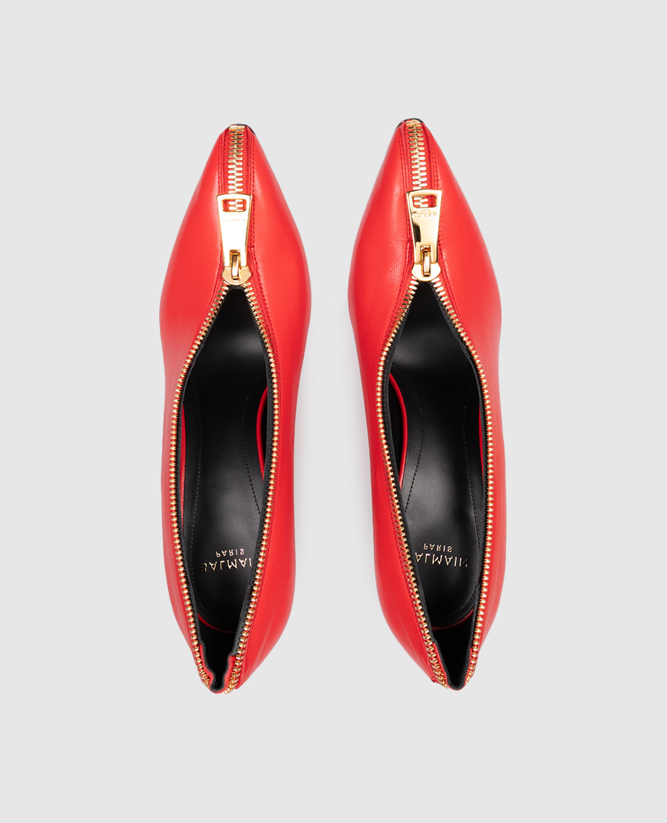 Red leather wedge shoes with zipper Balmain 4