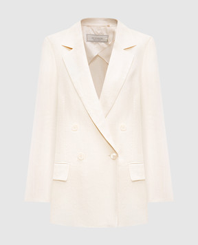 Peserico Beige double-breasted linen jacket S0116702606