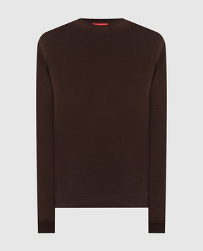 ISAIA Brown silk jumper with emblem MG8328Y0470