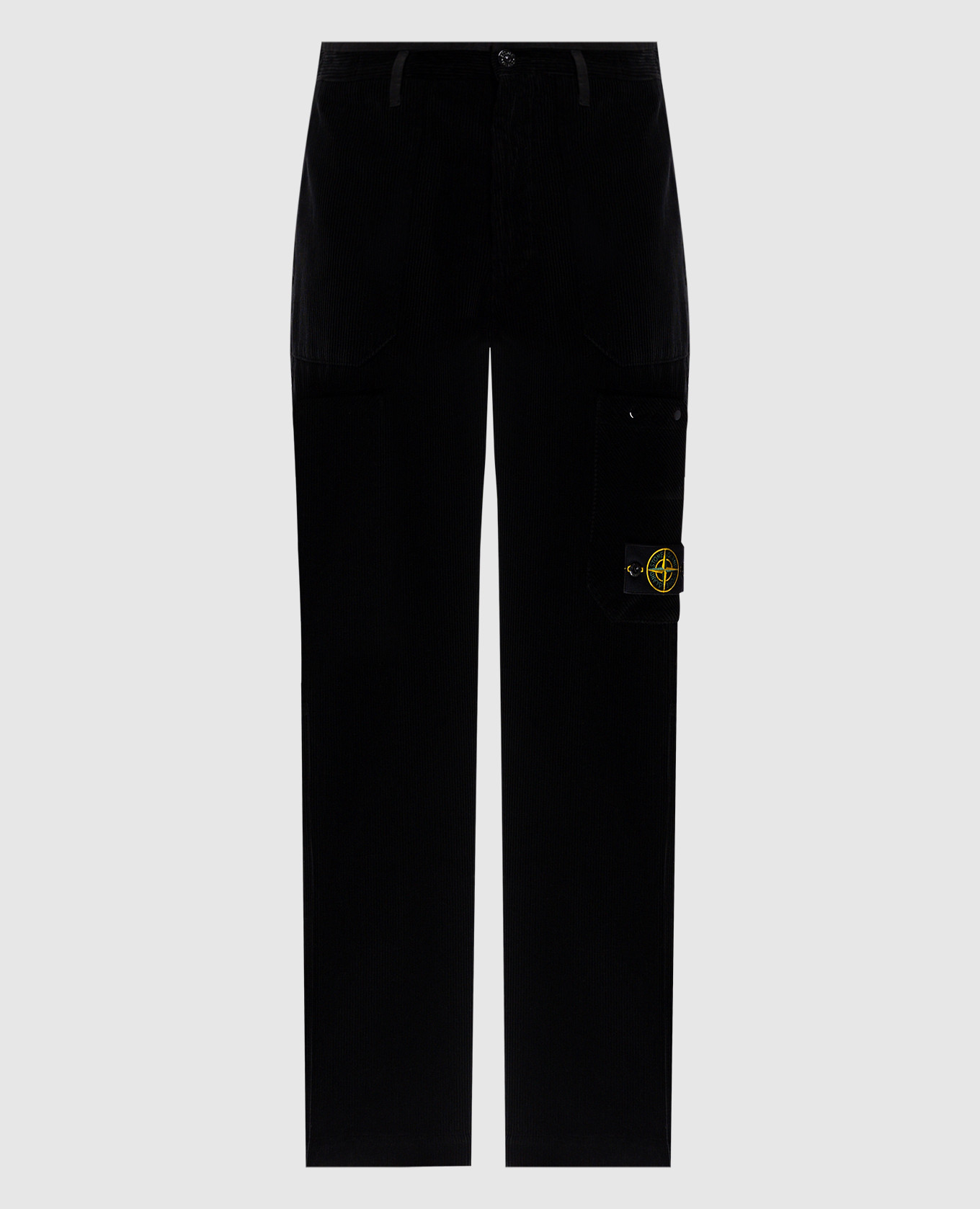 

Black corduroy pants with removable logo patch Stone Island