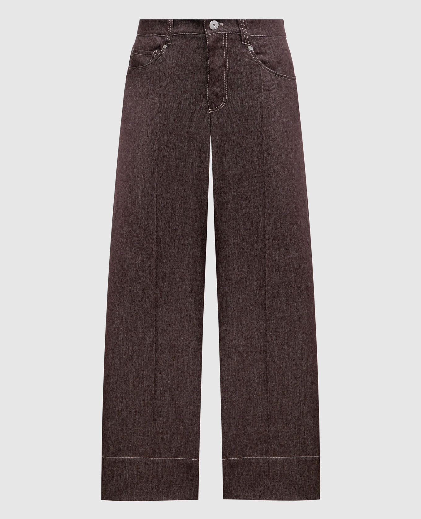 

Brown jeans with leather logo patch Brunello Cucinelli