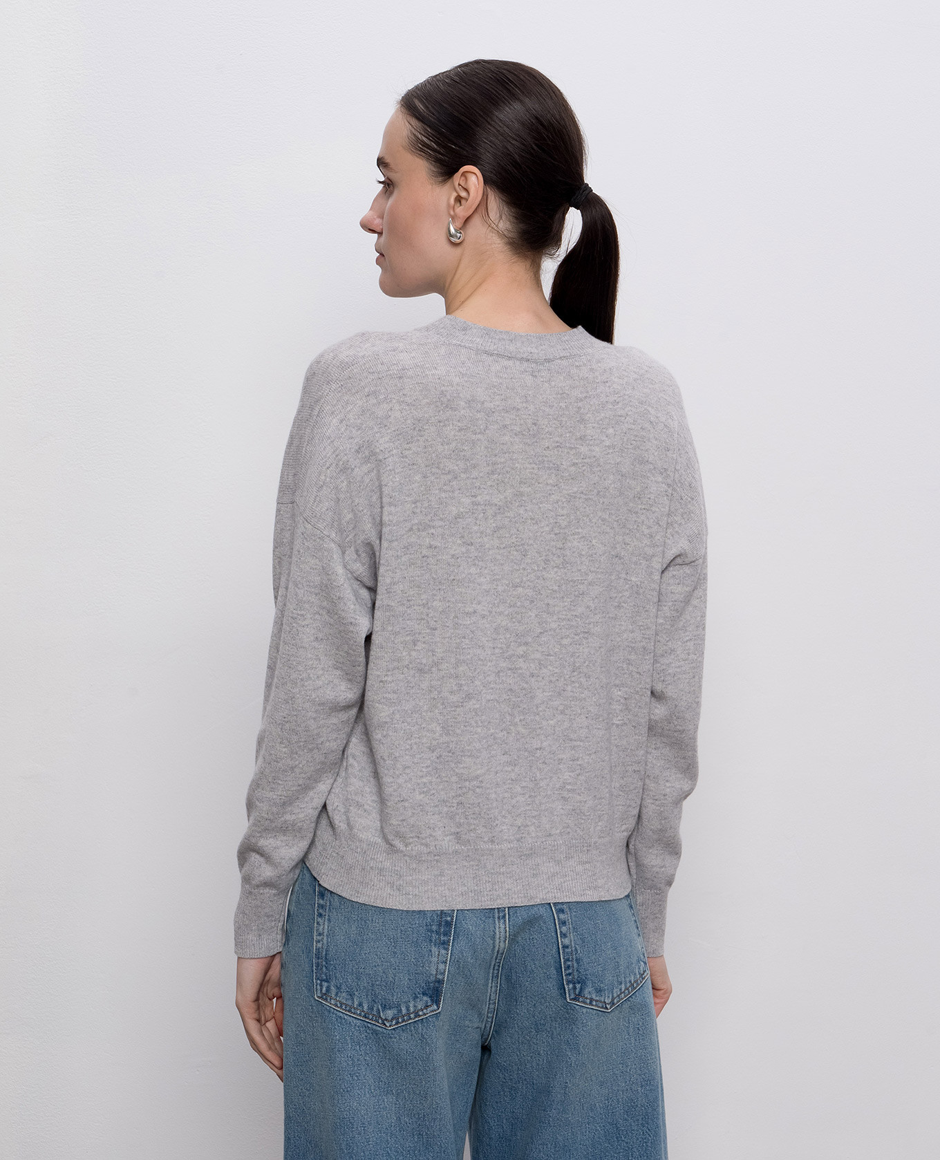 Gray wool, silk and cashmere pullover Peserico 4
