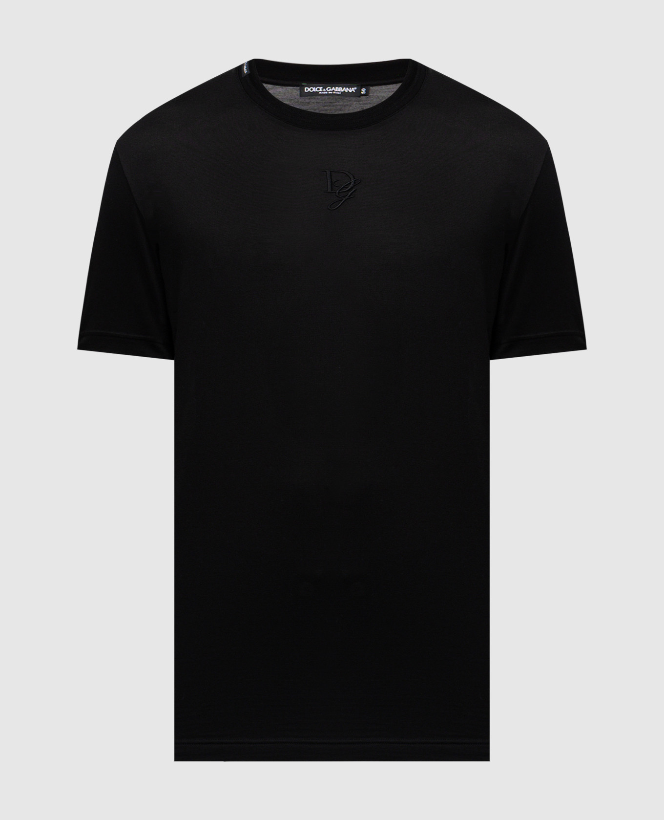 Black silk T-shirt with monogram logo Dolce&Gabbana