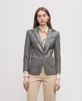 Babe Pay Pls Gray leather jacket CWSS24007