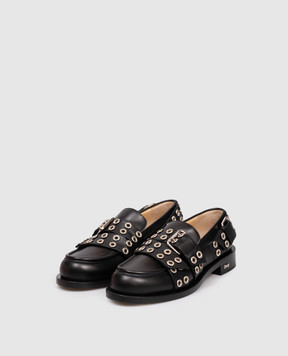 Mach&Mach Black leather loafers with straps S097630VCL