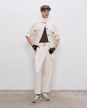 Brunello Cucinelli Brown top with lurex M41810000P