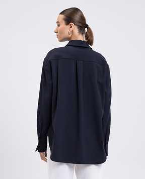 Victoria Beckham Blue wool shirt with embroidered emblem 1325WSH005278H